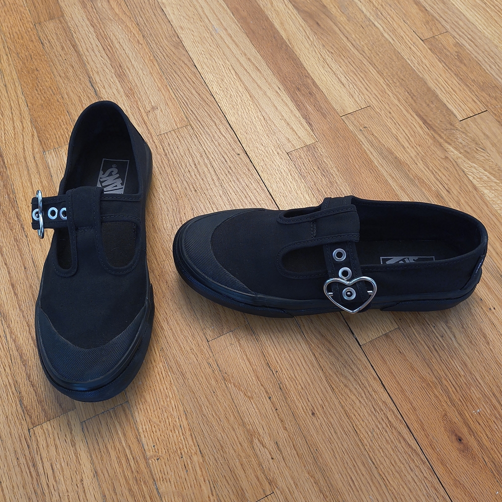 Vans Women's Black Sneakers with Heart Accent